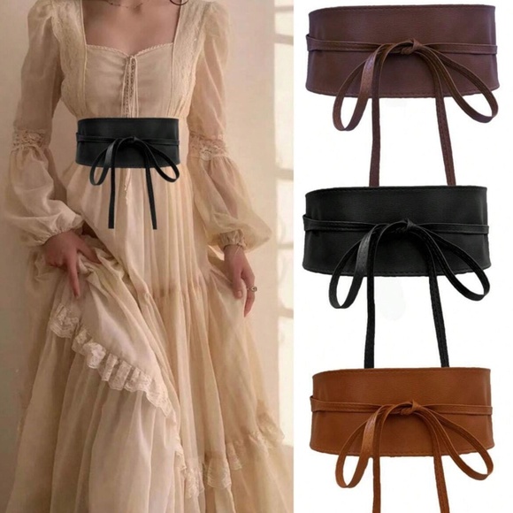 Luxe Vegan Leather Wide Wrap Wrap Belt - Picture 1 of 4